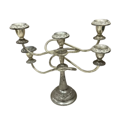 Ianthe Vintage Art Deco Style Silver Plated Five Arm Candelabra