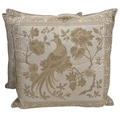Peacock Embroidered Cushion Set/2 55 cm Width