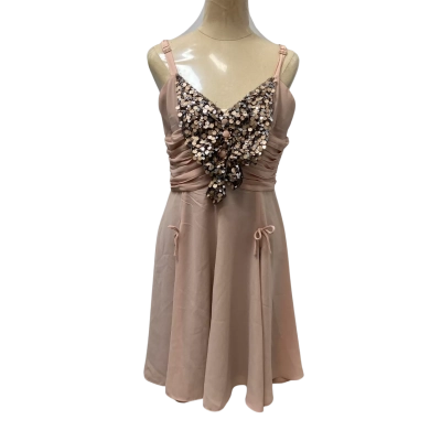 Alannah Hill Womens  Size 12 Shoestring Strap Dress Beige 