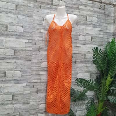 Zara Womens  Size M Shoestring Strap Dress Orange 