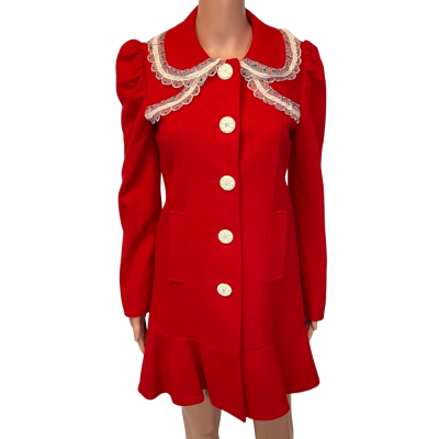 Alannah Hill Womens Wool/Cashmere Coat Size 8 Red 