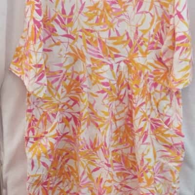  Womens Bottega Moda Size 16 Casual Dress / Short Sleeve Dress  Orange / Pink  / Yellow 