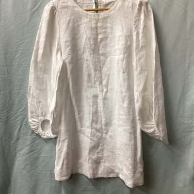 Seed Heritage Womens French Linen Size 8 Casual Dress White F 