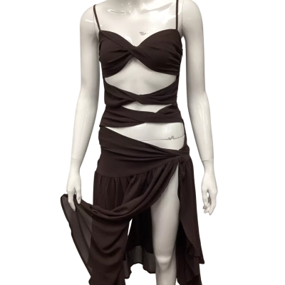 White Fox Womens  Size S Midi Dress Chocolate Brown 