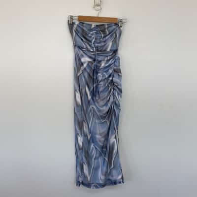 Ruby Sees Blue Strapless Cut Out Bodycon Midi Dress Size 8 