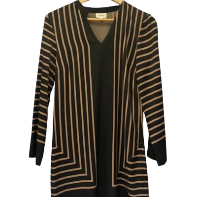 Seed Heritage Womens Size 6 Black Beige Striped Long Sleeve 