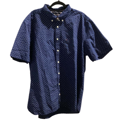 BNWT Tommy Hilfiger Mens  Size XXL Short Sleeve Shirt Navy Blue / Polka Dot / White RRP$149.00