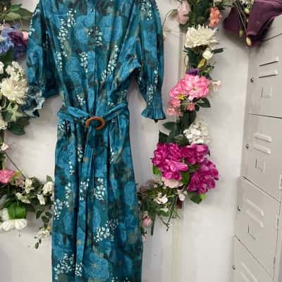 Wyatt Wilde Size XL, Maxi Shirt Dress Blue Cotton 