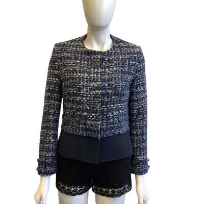 Perri Cutten Women's Size 10 Wool Blend Winter Jacket Blue & White 