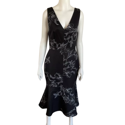 Cooper St Womens  Size 10 Midi Dress Black  / Floral / White 