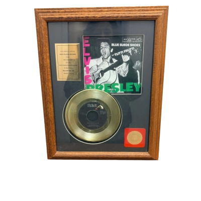 Elvis Presley Suede Shoes 24kt Gold Plated Record 1956 Rare Made in USA