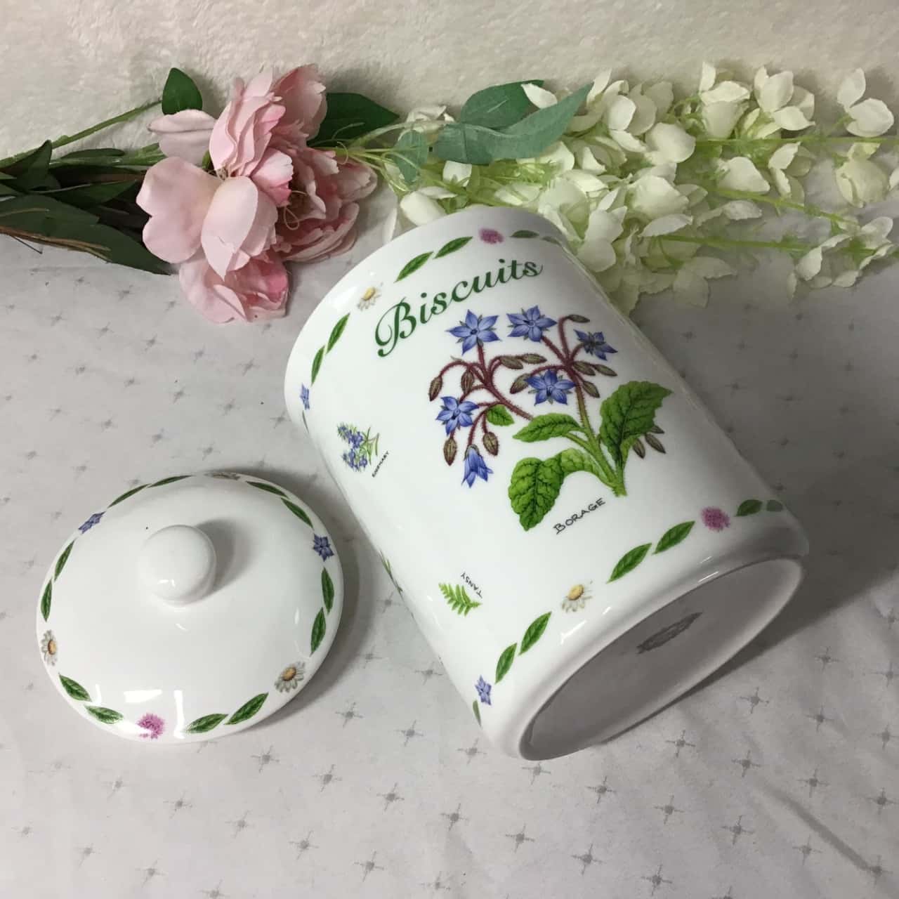 Kent Pottery Herb Garden Collection Porcelain Biscuit Cannister
