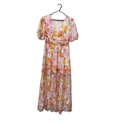 Gingham & Heels Floral (Pink/Orange) Maxi Dress Size 14 