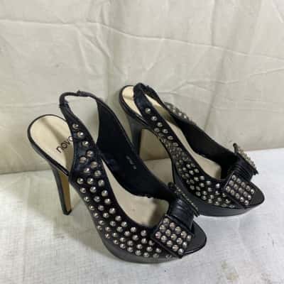 Novo Womens  Size 7 black platform stiletto heels with silver studs