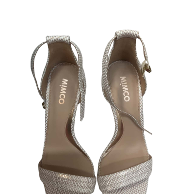 Women’s Mimco Size 39 Heels Gold / white snake pattern with rainbow clear heels