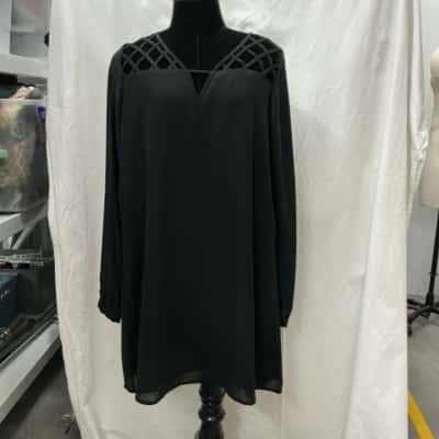 Harvey Who  Womens Long Sleeve Shift Dress Black  