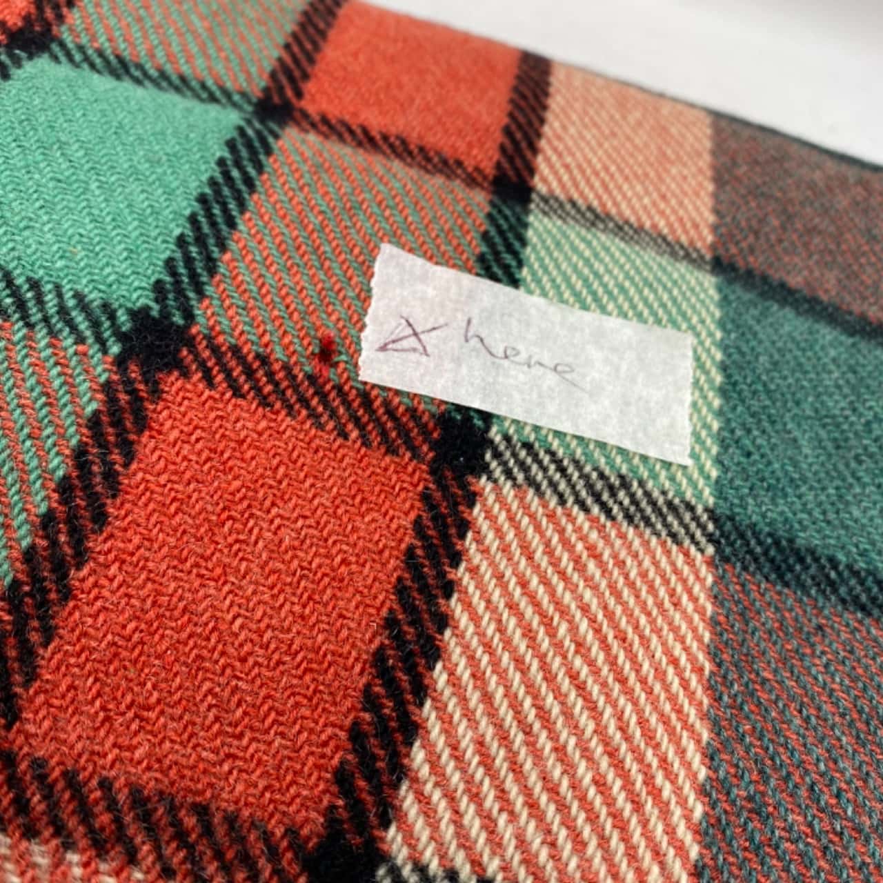 Vintage Onkaparinga Pure wool Blanket. 150 x 160 cm. Green tartan. (s)