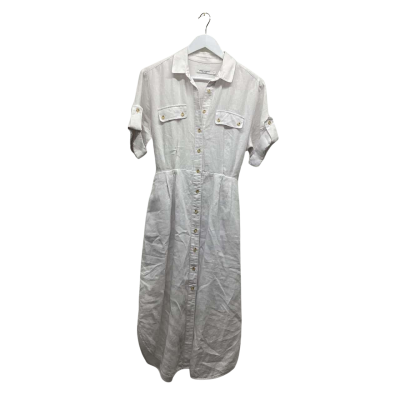 Sportscraft Womens Size 10 White Linen Vintage-look Dress