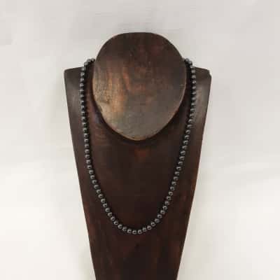  Womens Black  Hematite Beaded Necklace featuring a Reflective Gun-metal Grey Finish & A Simple Subtle Clasp