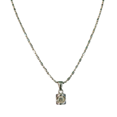 3.14mm 0.12 ct brilliant cut diamond pendant and Sterling silver ball and bar chain Womens Necklace 