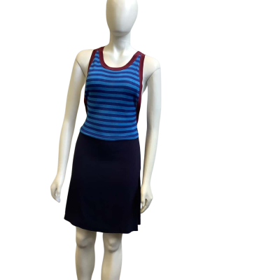 Sandro Paris Womens  AUS Size 10 Striped Knit Sleeveless Dress Blue / Navy 