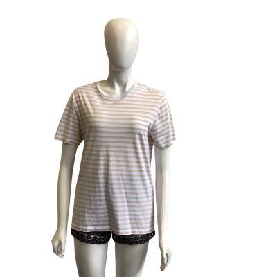 COS Women's  Size S T-shirt Peach & White Striped 