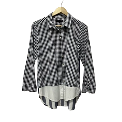 Gordon Smith Womens  Size 8 Long Sleeve Shirt Checked / Navy Blue / Striped / White 