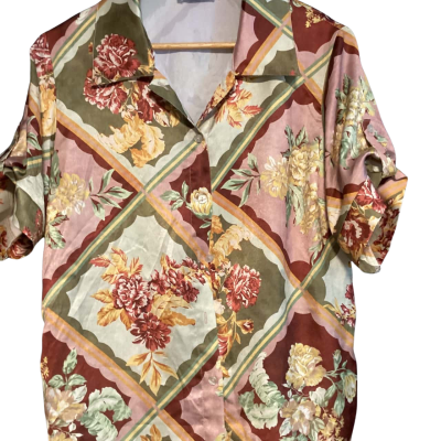 Atmos&Here top & pants set Size 10 Brown / Cream / Floral / Maroon / Nude 