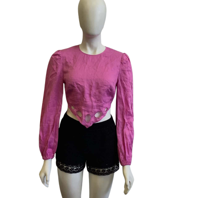 The Wolf Gang Women's Size 6  Long Sleeved Crop Top Pink  