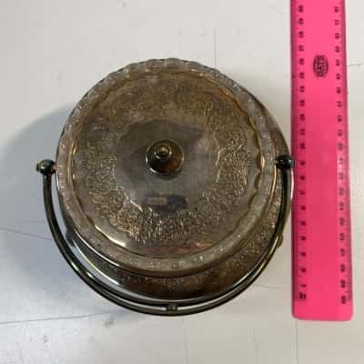 Silver & Glass Insert Butter Dish