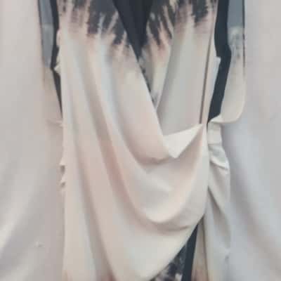 Wayne Cooper Womens  Size 12 Sleeveless Dress  Beige / Black  / White 