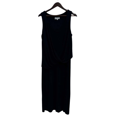 Veronika Maine Womens Sleeveless Wrap Style Pleated Midi Dress Size L Black  