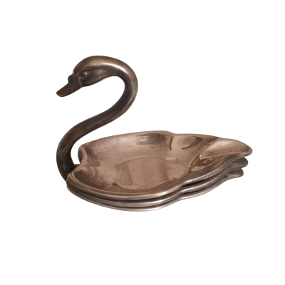 Seba Vintage Silver Plated Swan Nesting Ashtrays x 3