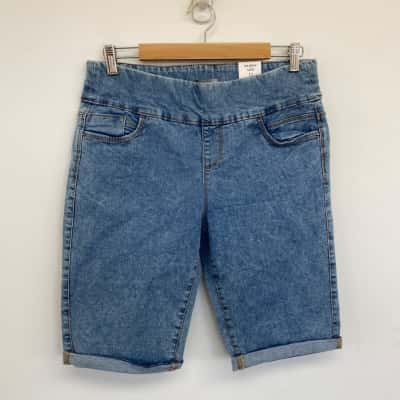 Katies Blue Mid Wash Skinny Leg Shorts  Size 12 