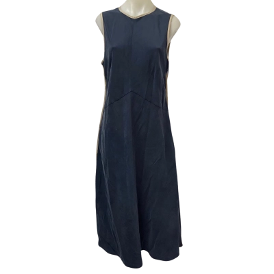 Basque Ombré Skies Womens  Size 12 Midi Dress Natural / Navy Blue 