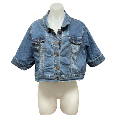 Crossroads Womens Size 22 Short Sleeved Cropped Denim Jacket Blue 