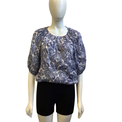 Witchery Womens  Size 14 Linen & Silk Top Blue/ White