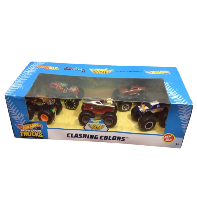 Hot WHeeLs MONSTER TRUCKS CLASHING COLOURS SET. Multicoloured. 17.5 X 40.5 CM