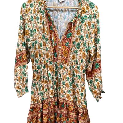 Arnhem dress Size 14 Burnt Orange / Floral / Green / Mustard 