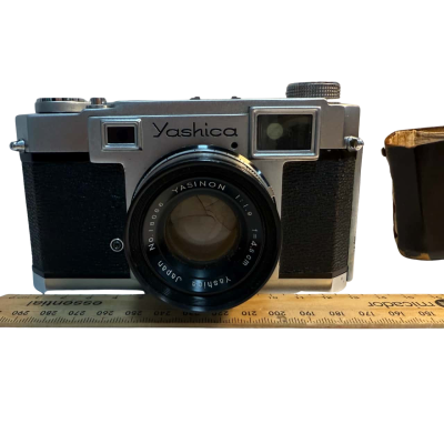 Yashica film camera and flash set