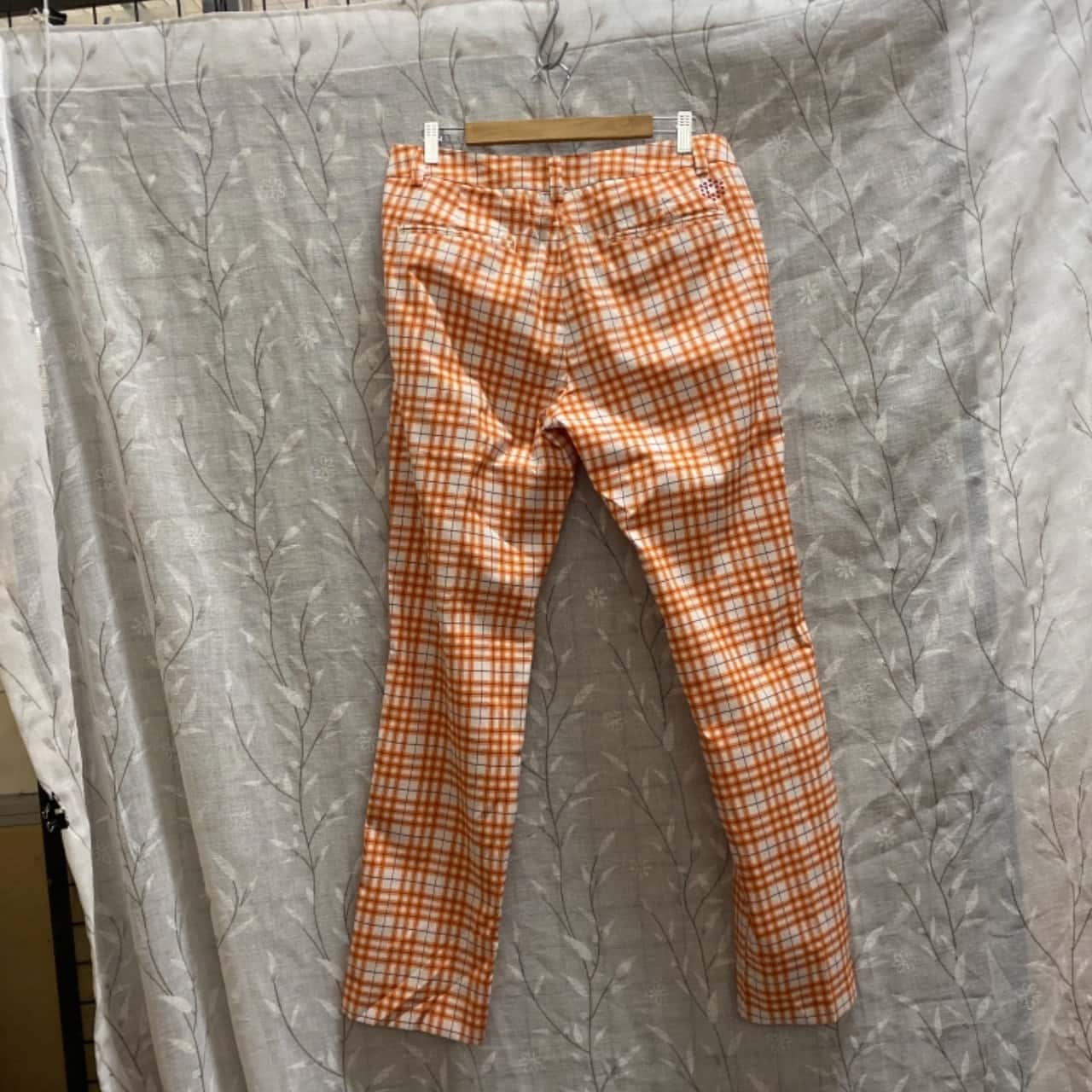 Puma Mens Size 34 Orange Plaid Golf Pants s