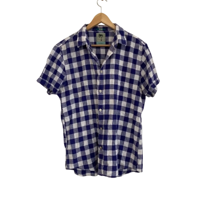 Scotch & Soda Mens  Size XXL Short Sleeve Shirt Blue / Checked / White 