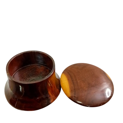 Vintage Crown Mulga Wood Lidded Trinket Box / Inkwell Stand — Australiana