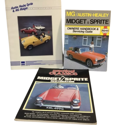 Vintage Austin Healey & MG Books as pictured