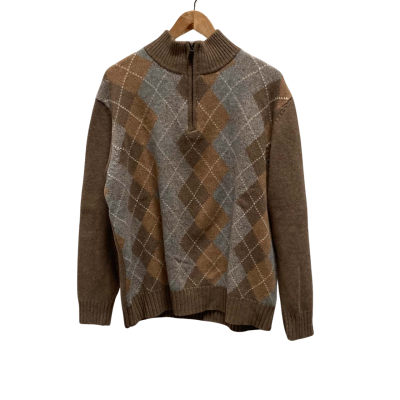 Gazman;  Mens Size L Crew Neck Jumper Brown / Grey 