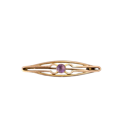 9CT Gold with Amethyst Brooch