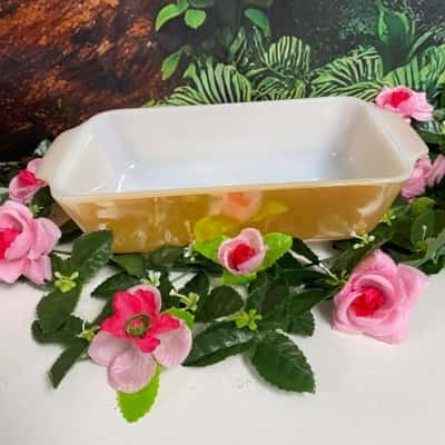 Anchor Hocking Fire King Peach Lustre 1950s baking Dish 30x16cm
