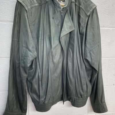John f  Mens Size L Leather Jacket Green 