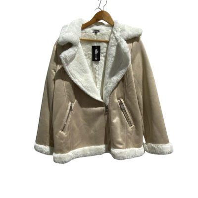 Emerge Womens  Size 16 Fur Coat Cream / White 