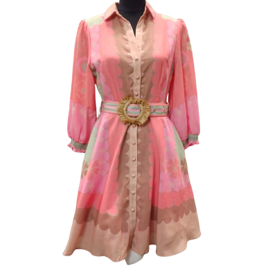  Ave. Women's Size 8 Long Sleeve Green & Pink Floral Dress